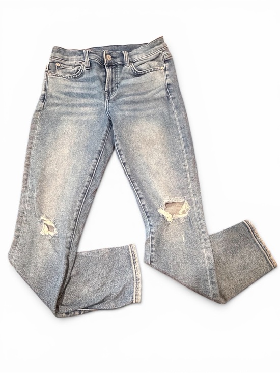 7 For All Mankind Denim - 7 For All Mankind Women’s Light Blue Skinny Ankle Jeans Distressed Size 27